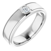 14K White 3 mm Round .10 CTW Men's Diamond Ring-11.00(aproximate standard size)-