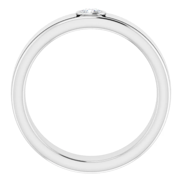 14K White 3 mm Round .10 CTW Men's Diamond Ring-11.00(aproximate standard size)-