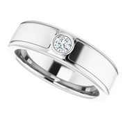 14K White 3 mm Round .10 CTW Men's Diamond Ring-11.00(aproximate standard size)-