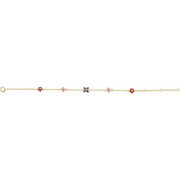 10K Yellow .04 CTW Diamond Youth Flower 7" Bracelet-