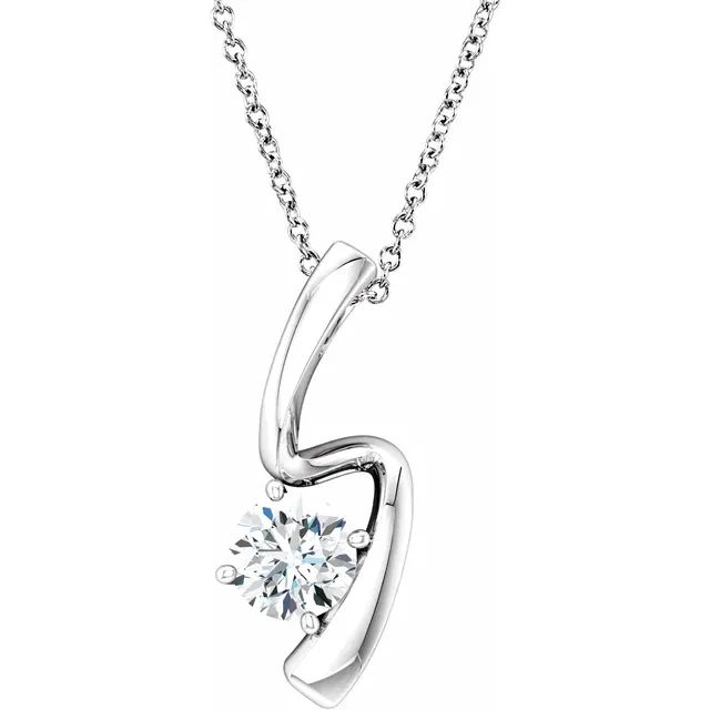 14K White 6 mm Round Forever One Moissanite Pendant-