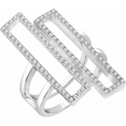 14K White 1/2 CTW Diamond Double Rectangle Geometric Diamond Ring-7.00 (approximate standard size)-
