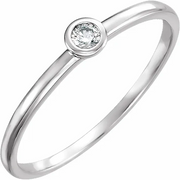 14K White .06 CTW Diamond Bezel-Set Solitaire Ring-