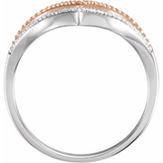 14K White & Rose 1/6 CTW Diamond "V" Ring-7.00 (approximate standard size)-