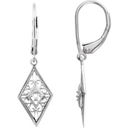 14K White 1.8 mm Round Filigree Earring Mountings-