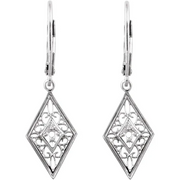14K White 1.8 mm Round Filigree Earring Mountings-