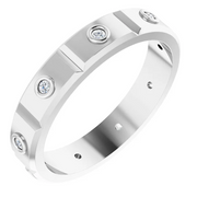 14K White 1/10 CTW Mens Diamond Ring Size 7-7.00 (approximate standard size)-