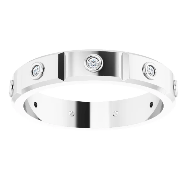 14K White 1/10 CTW Mens Diamond Ring Size 7-7.00 (approximate standard size)-