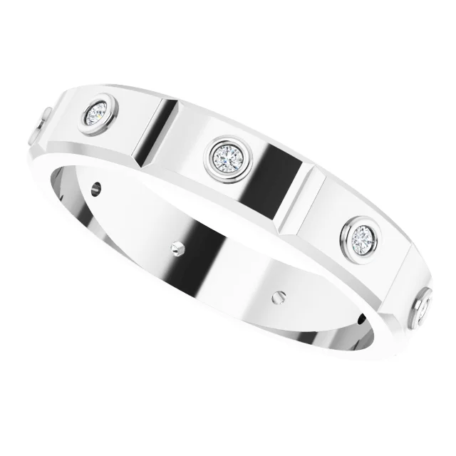 14K White 1/10 CTW Mens Diamond Ring Size 7-7.00 (approximate standard size)-