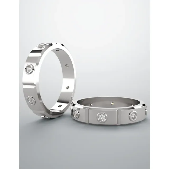 14K White 1/10 CTW Mens Diamond Ring Size 7-7.00 (approximate standard size)-