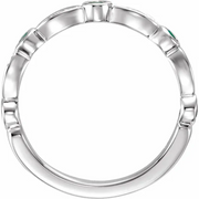 14K White Emerald & 1/6 CTW Diamond Ring-