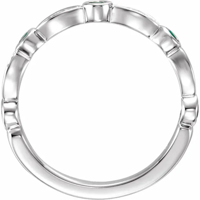 14K White Emerald & 1/6 CTW Diamond Ring-