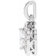 14K White Forever One Moissanite & 1/6 CTW Diamond Pendant-