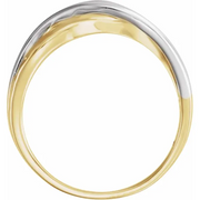 Rhodium-Plated 14K Yellow Overlap Hammered Ring-