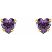 14K Yellow 4x4 mm Heart Amethyst Youth Stud Earrings-