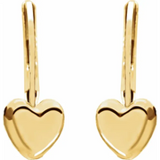 14K Yellow Heart Lever Back Earrings-