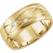 14K Yellow 1/5 CTW Diamond Grooved 8 mm Band Size 7-7.00 (approximate standard size)-