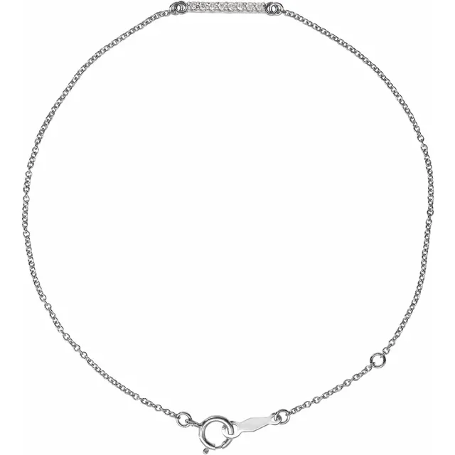 14K White .07 CTW Diamond Bar 6 1/2-71/2" Bracelet-