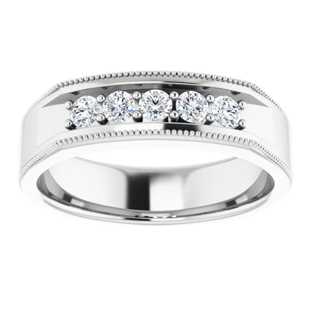 14K White 1/3 CTW Men's Diamond Ring-