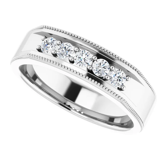 14K White 1/3 CTW Men's Diamond Ring-
