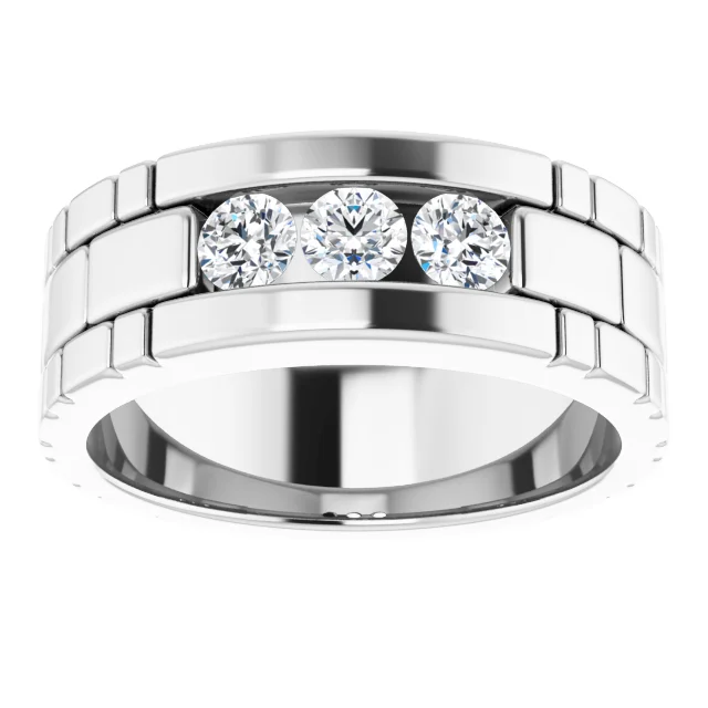 14K White 5/8 CTW Diamond Men's Ring-