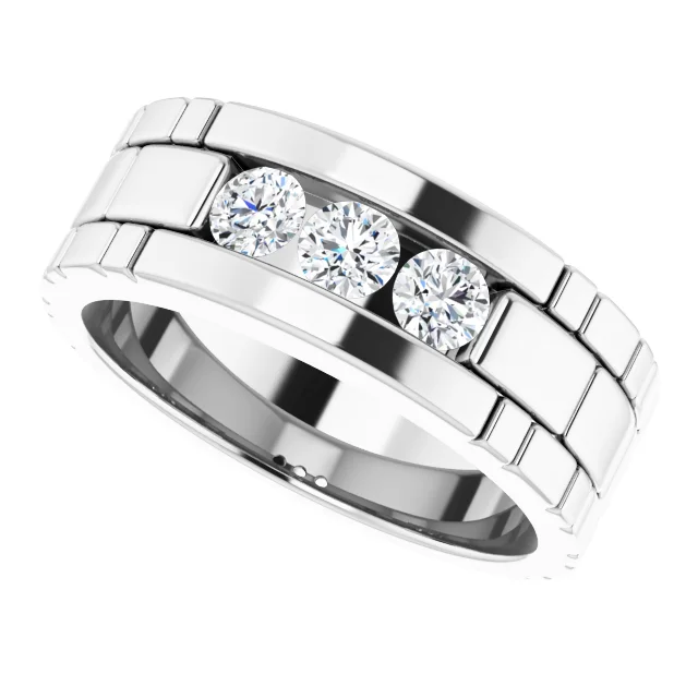 14K White 5/8 CTW Diamond Men's Ring-