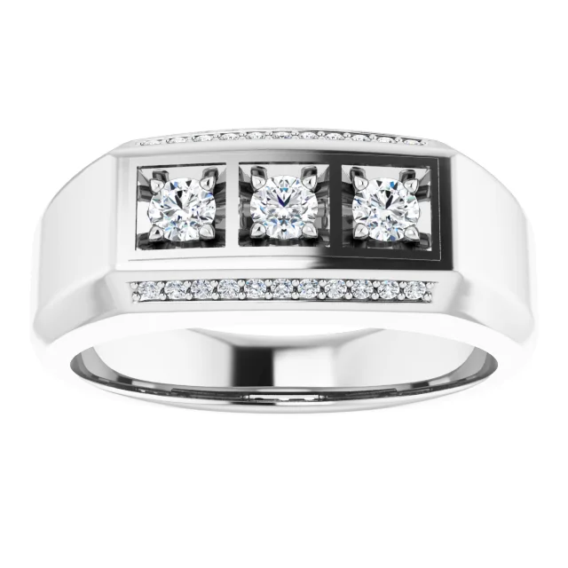 14K White 1/2 CTW Diamond Men's Ring-11.00(aproximate standard size)-
