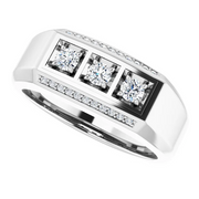 14K White 1/2 CTW Diamond Men's Ring-11.00(aproximate standard size)-