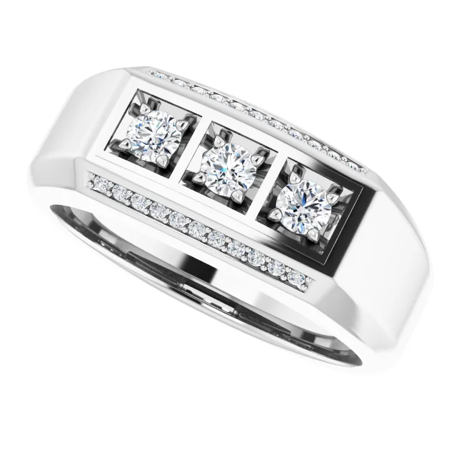 14K White 1/2 CTW Diamond Men's Ring-11.00(aproximate standard size)-