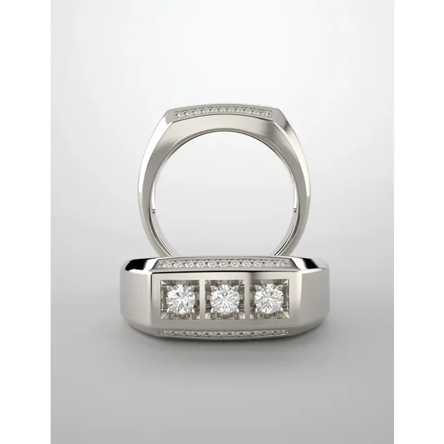 14K White 1/2 CTW Diamond Men's Ring-11.00(aproximate standard size)-