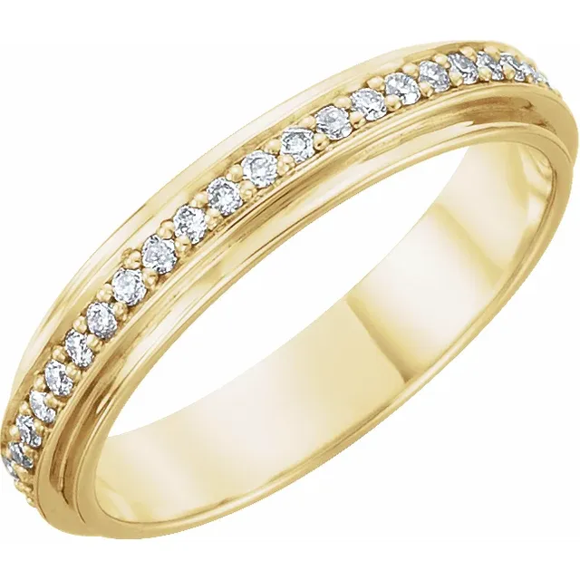 14K Yellow Eternity 1/3 CTW Diamond Duo Band Size 7-7.00 (approximate standard size)-