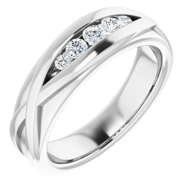 14K White 1/3 CTW Diamond Men's Ring-11.00(aproximate standard size)-