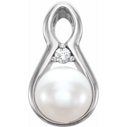 14K White Freshwater Cultured Pearl & .03 CTW Diamond Pendant-