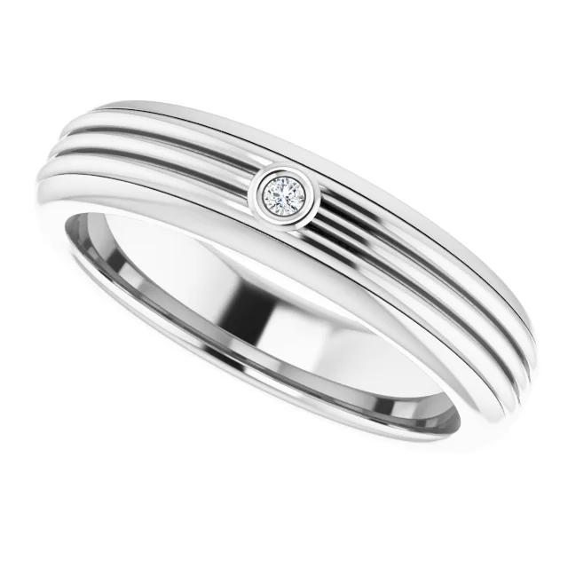 14K White 1.7 mm Round .025 CTW Diamond Men's Ring-