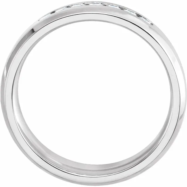 14K White 1/4 CTW Diamond 6 mm Beveled-Edge Band Size 4-4-