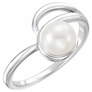 14K White Freshwater Cultured Pearl Ring-7.00 (approximate standard size)-
