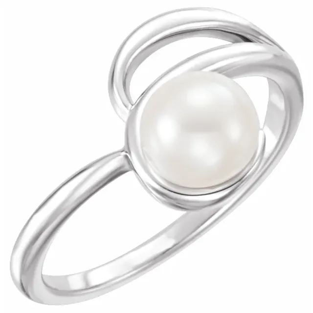 14K White Freshwater Cultured Pearl Ring-7.00 (approximate standard size)-