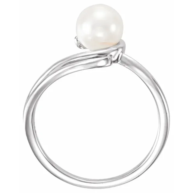 14K White Freshwater Cultured Pearl Ring-7.00 (approximate standard size)-