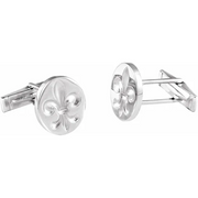 14K White Fleur De Lis Cuff Links-