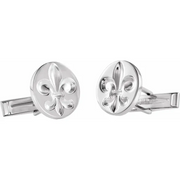 14K White Fleur De Lis Cuff Links-