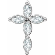 14K White Diamond Cross Pendant-