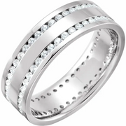 14K White 1 CTW Diamond Flat Band Size 4-4-