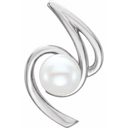 14K White Freshwater Cultured Pearl Pendant-