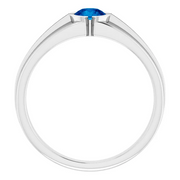14K White Lab-Grown Blue Sapphire Ring-