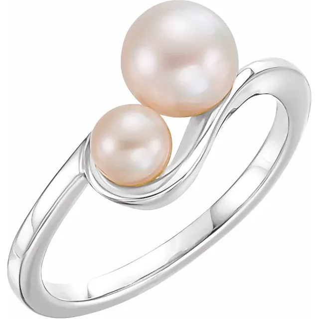 14K White Freshwater Cultured Pearl Ring-