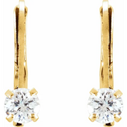 14K Yellow 2 mm Round Cubic Zirconia Youth Lever Back Earrings-