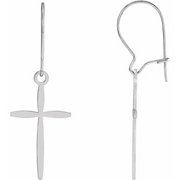 14K White Cross Earrings-