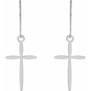 14K White Cross Earrings-
