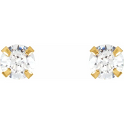 14K Yellow 3 mm Round Cubic Zirconia Youth Stud Earrings-