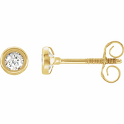 14K Yellow 3 mm Round Cubic Zirconia Youth Bezel-Set Stud Earrings-
